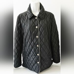 Coach Black Quilted Barn Jacket with Leather Trim | Women's S